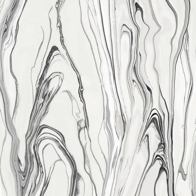 CL2572 Black/White Liquid Marble Wallpaper