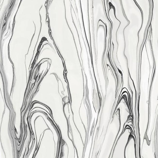 CL2572 Black/White Liquid Marble Wallpaper