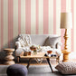 1014-001831 Pink Brynn Paisley Stripe Wallpaper By Brewster
