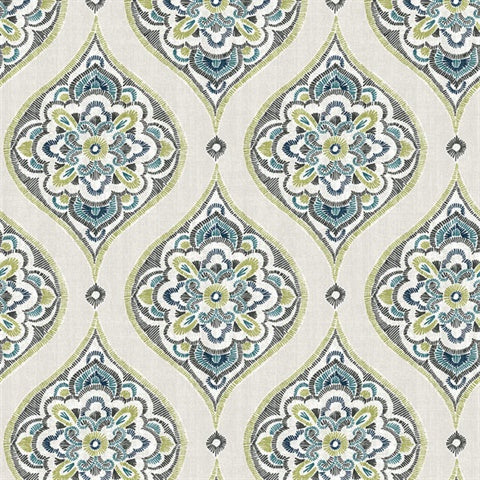 2821-25148 Adele Green Damask Wallpaper