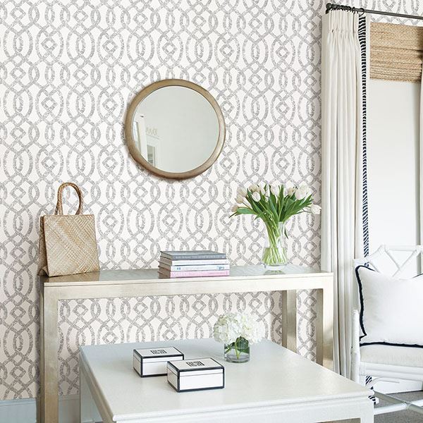 Ethereal Silver Trellis Wallpaper