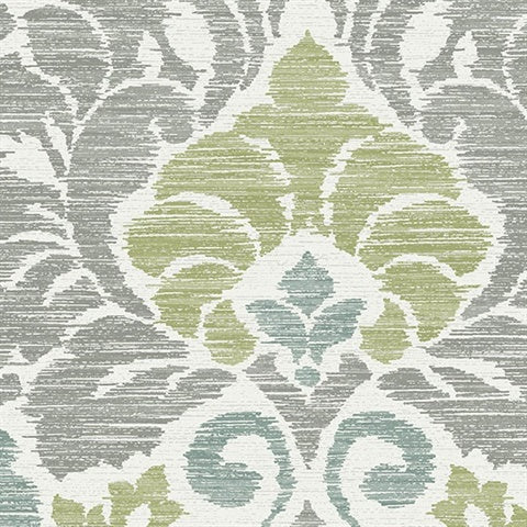 2793-24733 Garden Of Eden Green Damask Wallpaper