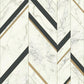MM1805 Black/Gold Marble Chevron Wallpaper