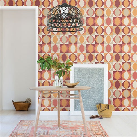 2903-25842 Archer Red Linen Geometric Wallpaper Blue Bell By A Street Prints