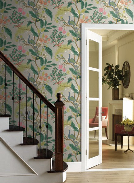 RI5171 Linen Peacock Wallpaper