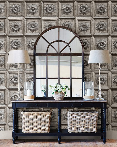 Ravenswood Grey Wood Panel Wallpaper