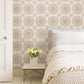 1014-001805 Light Pink Gemma Boho Medallion Wallpaper By Brewster