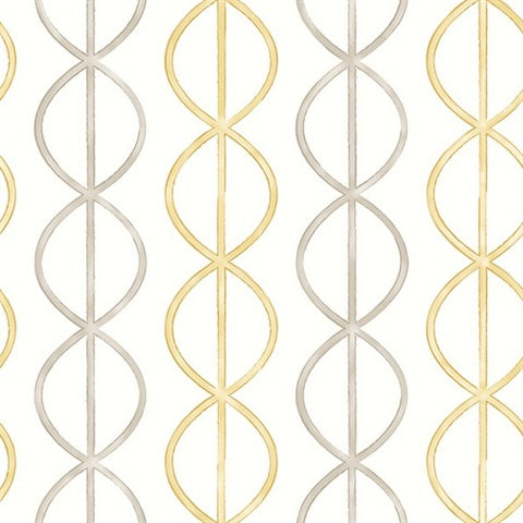 2656-004008 Tan and Grey Banning Stripe Wallpaper