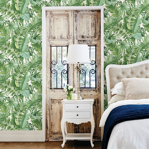 2969-24136 Alfresco Green Tropical Palm Wallpaper by Brewster