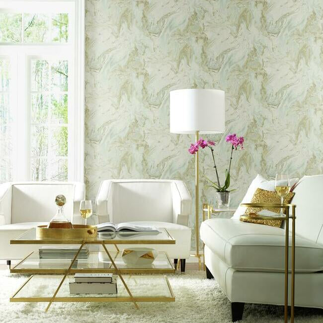 Y6231205 Green Whisper Oil & Marble Wallpaper