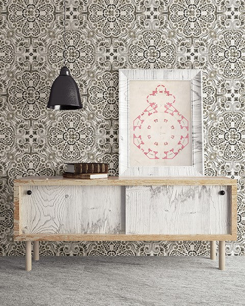 Florentine Grey Tile Wallpaper