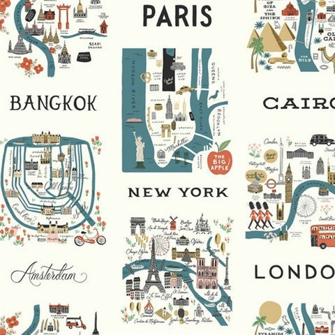 RI5162 Blue/Red City Maps Wallpaper