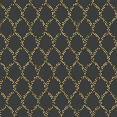 RI5177 Gold/Black Laurel Wallpaper