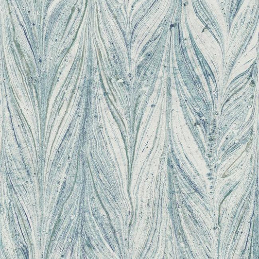 Y6230803 Bright Blue Ebru Marble Wallpaper