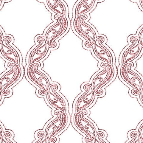 2702-22728 Harmony Coral Ogee Wallpaper By Brewster