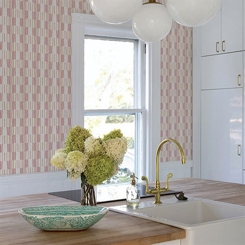 2903-25807 Burgen Orange Geometric Linen Wallpaper Blue Bell By A Street Prints