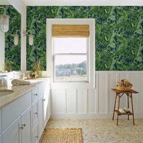 2969-26056 Alfresco Jade Tropical Palm Wallpaper by Brewster
