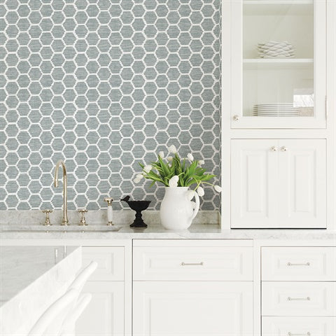 2793-24710 Aura Teal Honeycomb Wallpaper