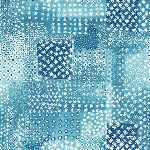 1014-001862 Indigo Flower Power Patchwork Wallpaper By Brewster