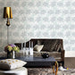 2763-24240 Fanciful Silver Floral Wallpaper By Brewster