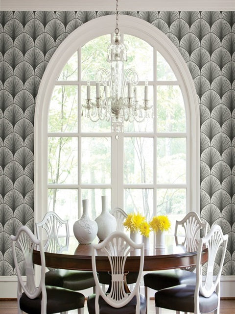 2763-24230 Dusk Grey Frond Wallpaper By Brewster