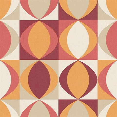 2903-25842 Archer Red Linen Geometric Wallpaper Blue Bell By A Street Prints