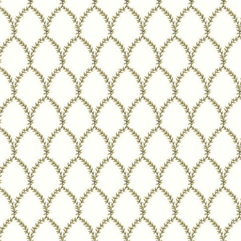 RI5176 Gold/White Laurel Wallpaper