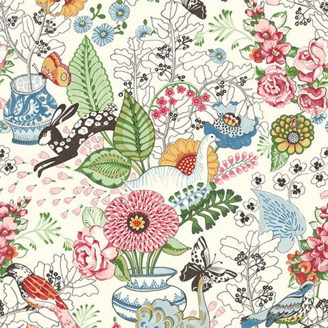 2821-12801 Whimsy Multicolor Fauna Wallpaper