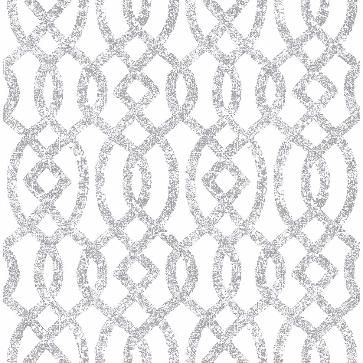 Ethereal Silver Trellis Wallpaper