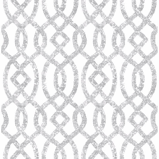 Ethereal Silver Trellis Wallpaper