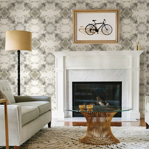 2763-24233 Mysterious Taupe Abstract Wallpaper By Brewster