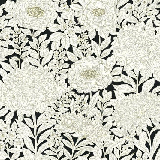 Wood Block Blooms Wallpaper