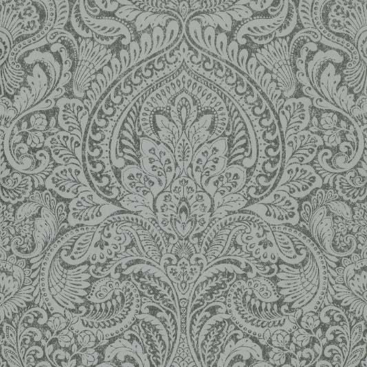 Artemis Pewter Floral Damask Wallpaper
