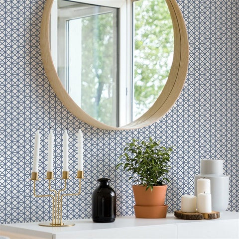 2969-26005 Lisbeth Blue Geometric Lattice Wallpaper by Brewster