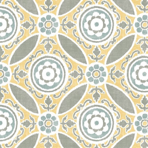 2744-24114 Maya Yellow Medallion By Brewster