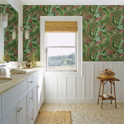 2969-26055 Alfresco Coral Tropical Palm Wallpaper by Brewster