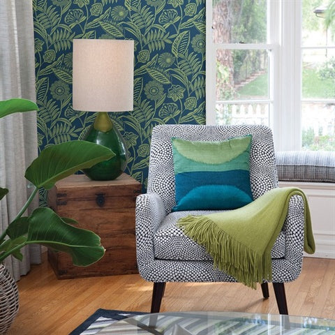 2969-87527 Alma Blue Tropical Floral Wallpaper by Brewster