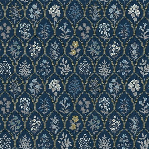 RI5131 Navy/Gold Hawthorne Wallpape