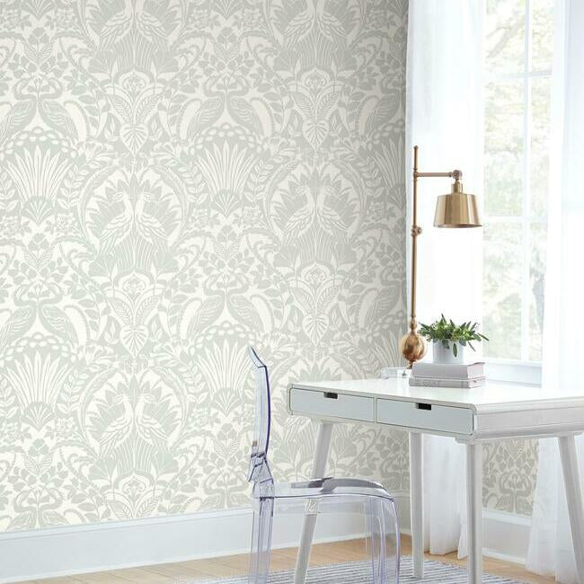 Egret Damask Wallpaper