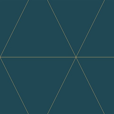 2763-24228 Twilight Teal Geometric Wallpaper By Brewster