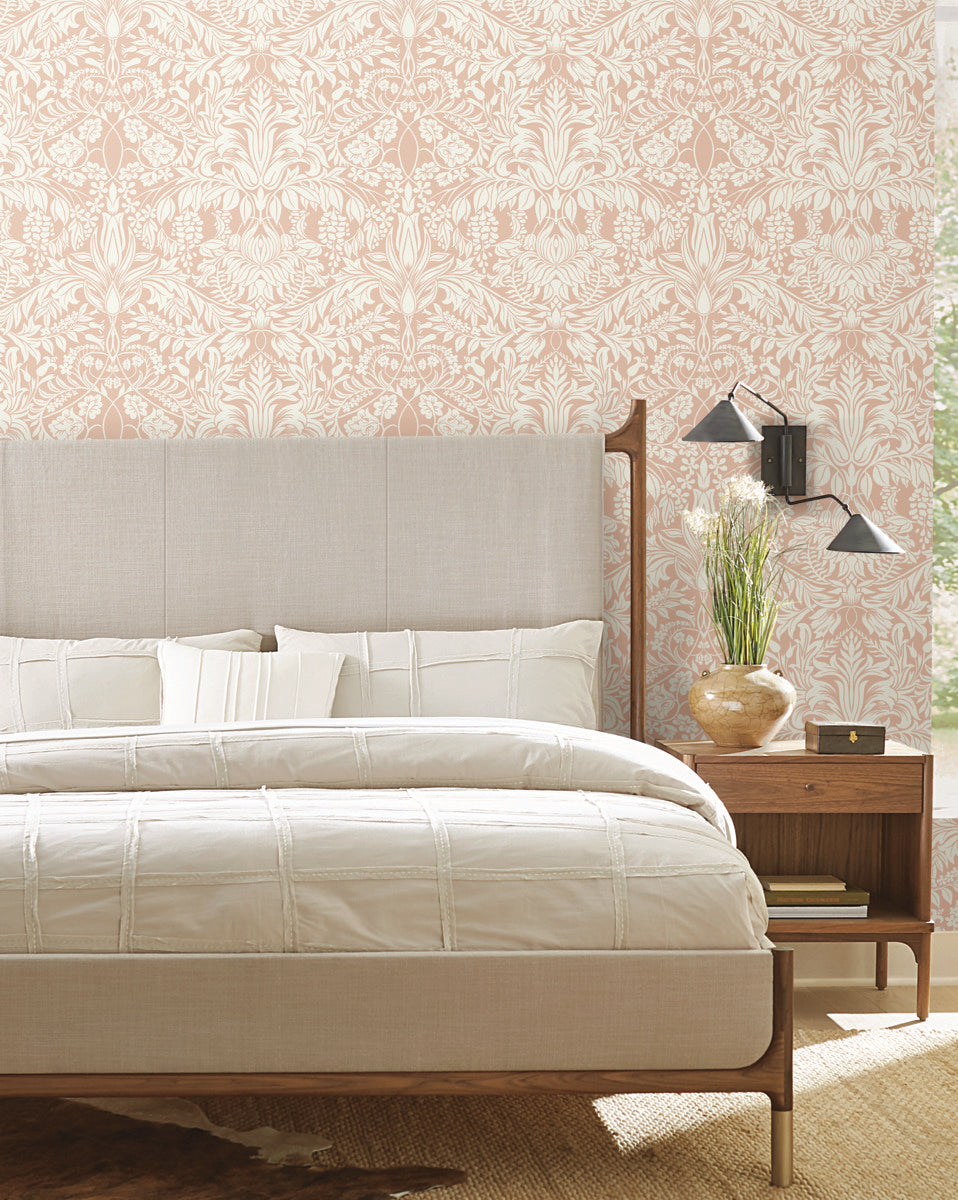 Blush Lockwood Damask Wallpaper