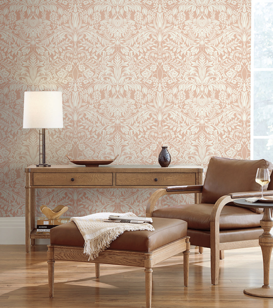 Blush Lockwood Damask Wallpaper