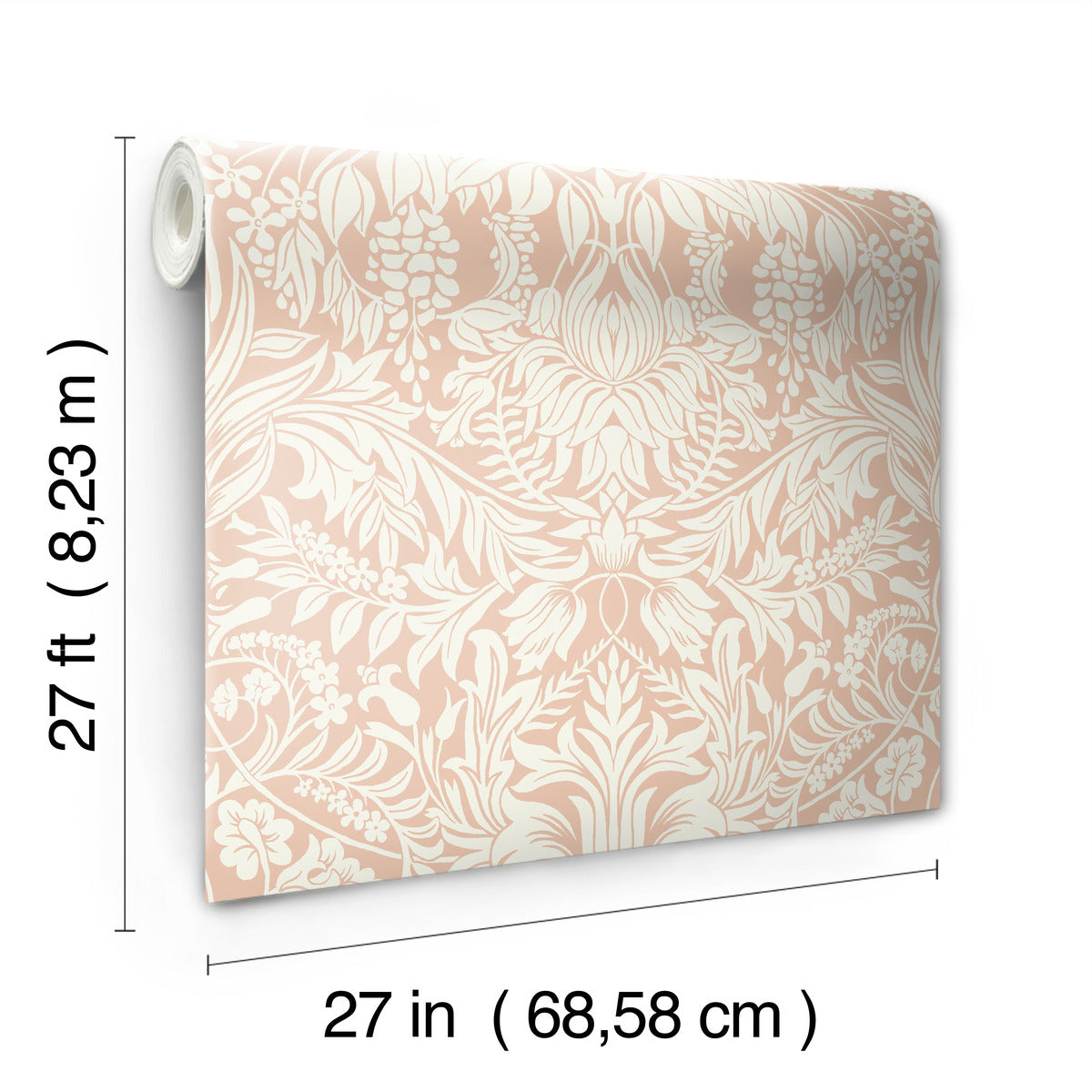 Blush Lockwood Damask Wallpaper