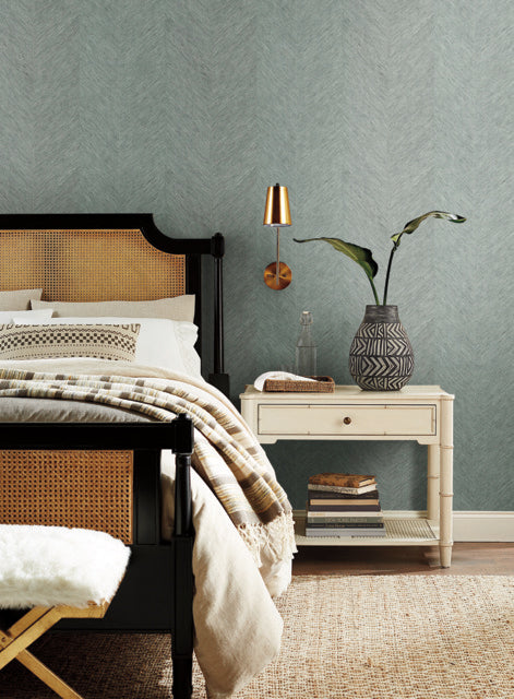 Blue Metallic Chevron Wallpaper