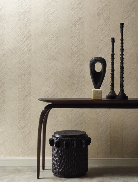 Cream Metallic Chevron Wallpaper