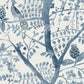 Blue Peacock Block Print Wallpaper
