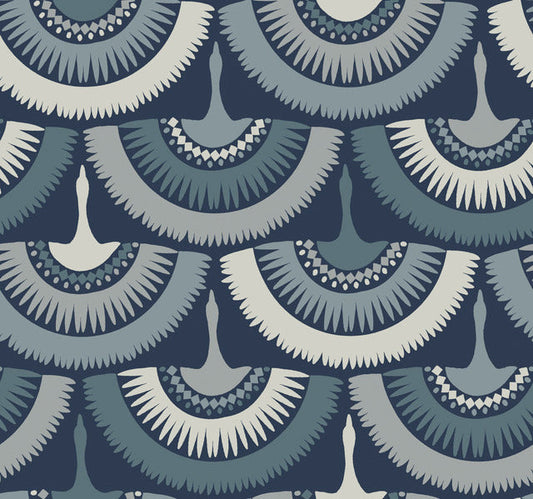Blue Feather and Fringe Wallpaper