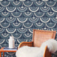 Blue Feather and Fringe Wallpaper