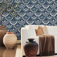 Blue Feather and Fringe Wallpaper