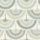 Cream/Blue Feather and Fringe Wallpaper